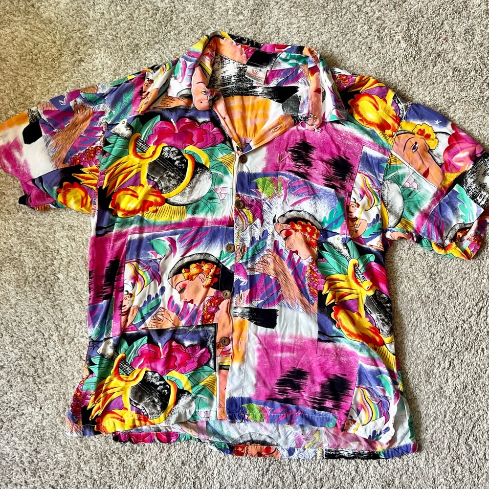 Hawaiian theme button up shirt